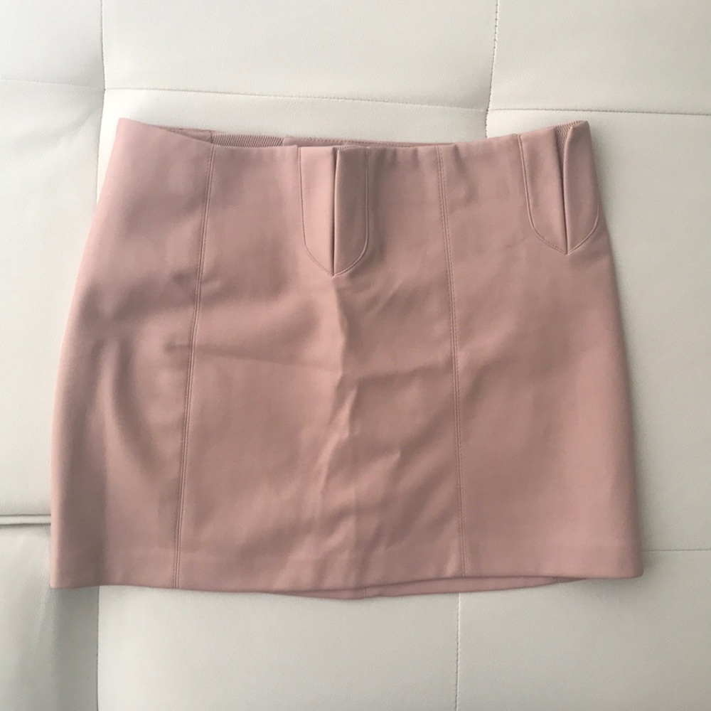 Pink Faux Leather Skirt